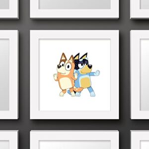 Trends International Gallery Pops Bluey - Bandit and Chilli Graphic Wall Art, White Framed Version, 12'' x 12''