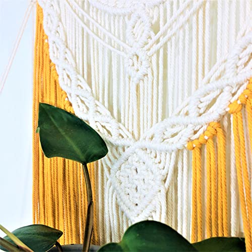 PlanterSam Wall Hanging Floating Macrame with Removable Shelf - 100% Cotton Macrame Hanger Shelf for Indoor Plants - Plant Hanger for Aesthetic Room Decor Included Hardware (Orange)