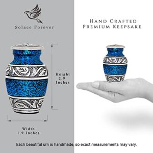 Blue Keepsake Urns for Human Ashes - Small Urns Set of 4 with Box & Bags - Blue Urns for Adults Male & Female - Handcrafted Mini Cremation Urns for Ashes - Honour Your Loved One with Memorial Urn Set