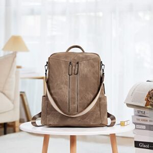 Telena Leather Backpack Purse for Women Convertible Fashion Travel Backpack Purse Ladies Shoulder Bag Camel Brown