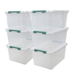 qskely 6-pack 35 l plastic storage box, latch storage box with lids