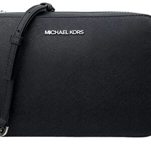 Michael Kors Women's Jet Set Item Crossbody Bag in Black with Silver hardware (Black/Silver)