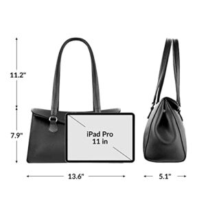 Whale Power Handbags for Women Work Designer Tote Purse Ladies Top Handle Shoulder Bag Black Faux Grain Lether Satchel