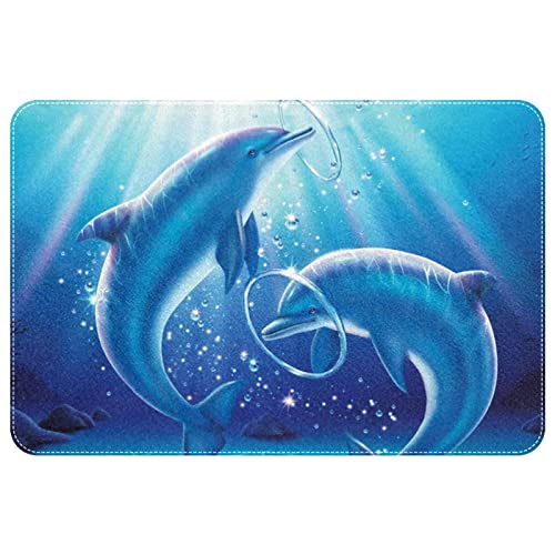 Dolphins Playing in The Ocean, Indoor Door Mat Durable Front Door Mats Entryway Rug Non-Slip Absorbent Area Rugs Resist Dirt Rugs for Room Decor, 24"x16"