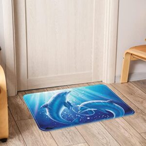 Dolphins Playing in The Ocean, Indoor Door Mat Durable Front Door Mats Entryway Rug Non-Slip Absorbent Area Rugs Resist Dirt Rugs for Room Decor, 24"x16"