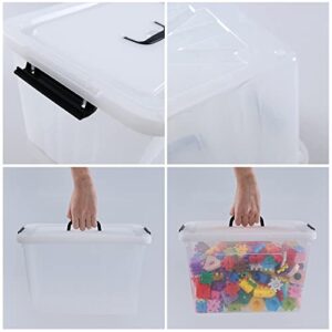 Uumitty 4-Pack 25 Quart Storage Boxes, Plastic Storage Latch Bin, Clear