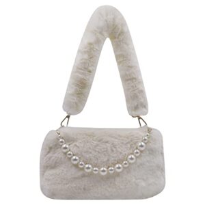 bolley joss fluffy underarm bag elegant fuzzy tote purse plush furry shoulder bag for girls women autumn winter