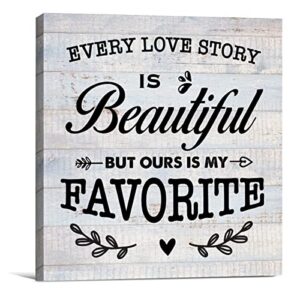 romantic quote sign wall art prints canvas painting every love story is beautiful print country home bedroom decor 8″ x 8″