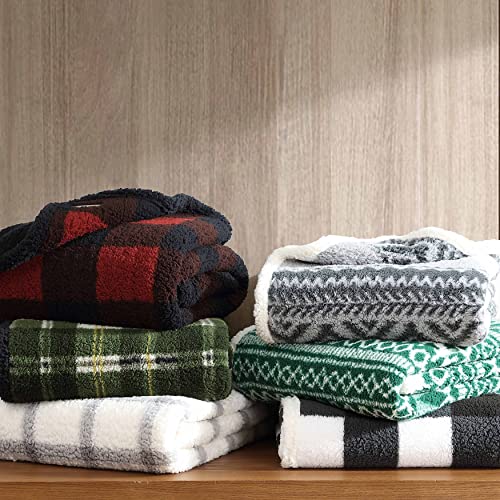 Eddie Bauer- Throw Blanket, Ultra Soft Plush Sherpa Home Décor, Reversible All Season Bedding (Trailhead Plaid Green, 50 x 60)