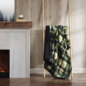 Eddie Bauer- Throw Blanket, Ultra Soft Plush Sherpa Home Décor, Reversible All Season Bedding (Trailhead Plaid Green, 50 x 60)