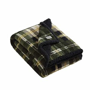 Eddie Bauer- Throw Blanket, Ultra Soft Plush Sherpa Home Décor, Reversible All Season Bedding (Trailhead Plaid Green, 50 x 60)