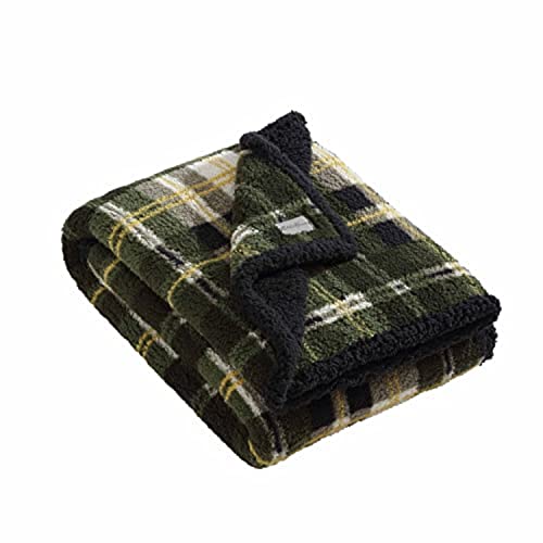 Eddie Bauer- Throw Blanket, Ultra Soft Plush Sherpa Home Décor, Reversible All Season Bedding (Trailhead Plaid Green, 50 x 60)