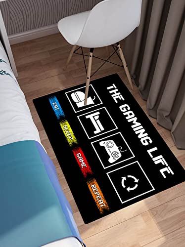 ACIIUCCUA Gaming Rugs for Teen Boys Video Game Modern Gamer Life Area Rug Black Sofa Floor Polyester Mat for Leisure/Living Room/Bedroom/Bath/Gaming Room Home Decor