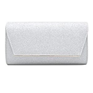 milisente clutch purses for women sparkle glitter evening bags bridal purse(silver)