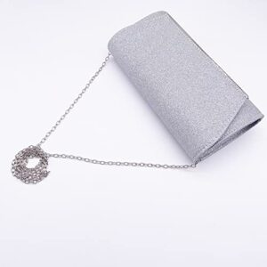 Milisente Clutch Purses For Women Sparkle Glitter Evening Bags Bridal Purse(Silver)