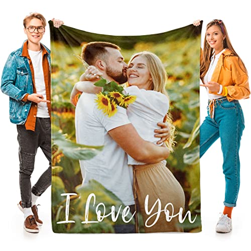 EastArts Custom Blankets with Photo, Personalized Photo Blankets Using My Own Photo, Customized Blankets with Picture, Personalized Gifts for Women Men, Personalized Couples Gifts for Valentines Day