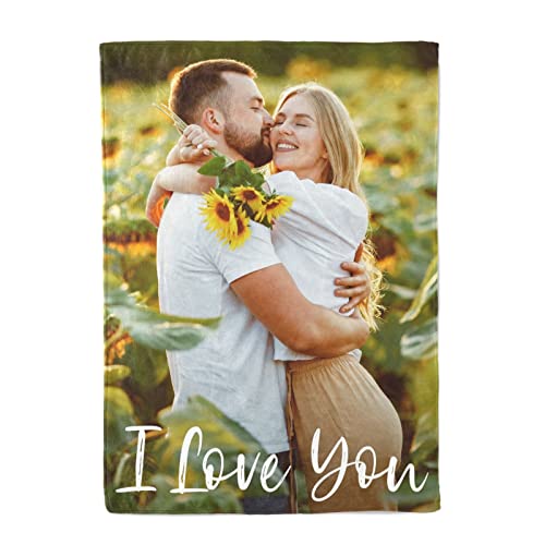 EastArts Custom Blankets with Photo, Personalized Photo Blankets Using My Own Photo, Customized Blankets with Picture, Personalized Gifts for Women Men, Personalized Couples Gifts for Valentines Day