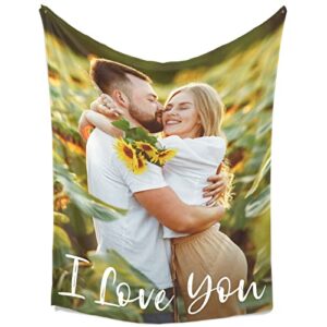 EastArts Custom Blankets with Photo, Personalized Photo Blankets Using My Own Photo, Customized Blankets with Picture, Personalized Gifts for Women Men, Personalized Couples Gifts for Valentines Day