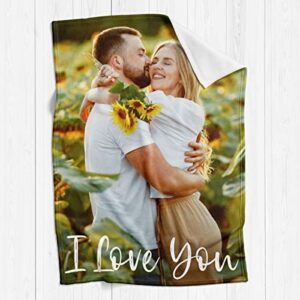 EastArts Custom Blankets with Photo, Personalized Photo Blankets Using My Own Photo, Customized Blankets with Picture, Personalized Gifts for Women Men, Personalized Couples Gifts for Valentines Day