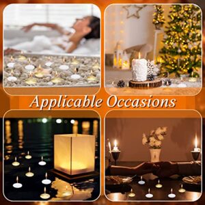 90 Pieces White and Gold Floating Candles Unscented Dripless Wax Discs Smooth Small Candles Tealight Shape Floating Pool Candles Romantic Candles for Wedding Party Holiday Table Centerpieces