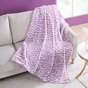 betsey johnson- throw blanket, ultra soft faux fur home décor, all season bedding (betseys leopard purple, 50 x 60)