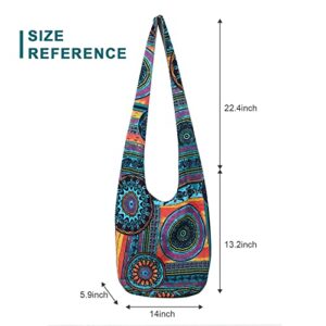 Crossbody Bags for Women Canvas Hippie Hobo Bags Large Shoulder Bag Retro Sling Cross Body Handmade Handbags,Blue Purple