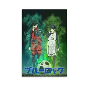 mxdl blue lock anime poster isagi yoichi vs itoshi rin poster 90s canvas wall art room aesthetic decor posters 12x18inch(30x45cm)