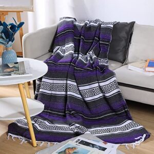 4 Pcs Mexican Blankets Bulk Handwoven Mexican Yoga Blanket Towel Colorful Falsa Serape Woven Throw Blanket Boho Mexican Beach Blankets for Outdoor Camping Beach Picnic Travel Home (Multicolor)