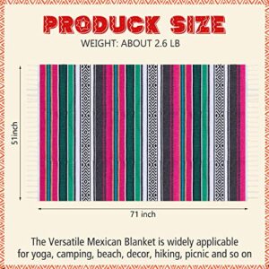 4 Pcs Mexican Blankets Bulk Handwoven Mexican Yoga Blanket Towel Colorful Falsa Serape Woven Throw Blanket Boho Mexican Beach Blankets for Outdoor Camping Beach Picnic Travel Home (Multicolor)