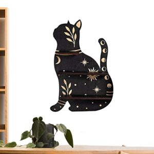 YUAB Cat Shaped Shelf | Cat Wall Crystal Shelf | Creative Cat Crystal Shelf Decorative for Living Room, Dining Room, Bedroom, Black