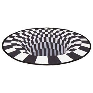 BESPORTBLE Floor Rug Circle Rugs Carpet 2ft Small Oval Floor Mat Sunken Visual Effect Black- White Carpet Pet Lying Mat Porch Insole Home Decor 60x39CM