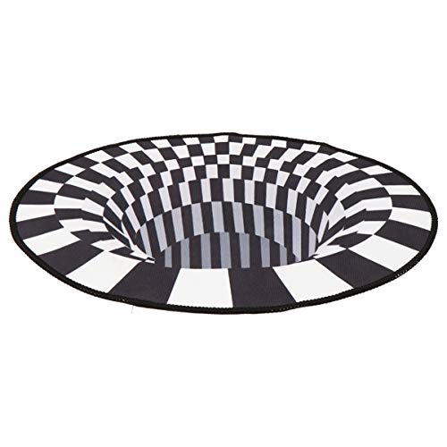 BESPORTBLE Floor Rug Circle Rugs Carpet 2ft Small Oval Floor Mat Sunken Visual Effect Black- White Carpet Pet Lying Mat Porch Insole Home Decor 60x39CM