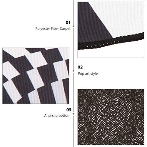 BESPORTBLE Floor Rug Circle Rugs Carpet 2ft Small Oval Floor Mat Sunken Visual Effect Black- White Carpet Pet Lying Mat Porch Insole Home Decor 60x39CM