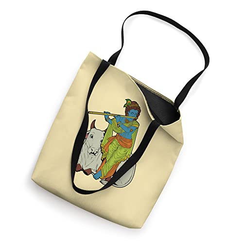 Hindu god - the blue flute player Krishna Tote Bag