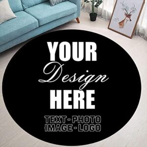 customized chair mat for carpet personalized add your own logo image text photo area carpet anti slip washable decorative door mat for home garden office, black, 47 inches