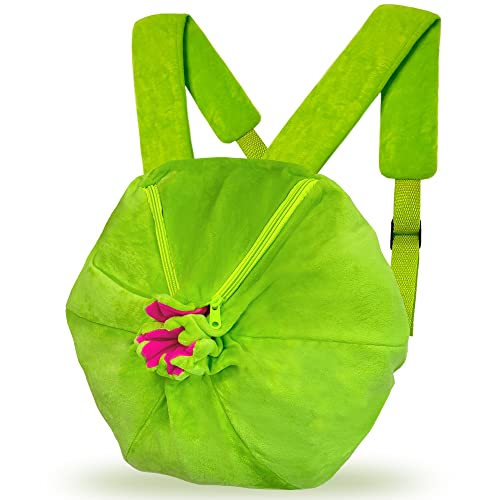 15.74” Green Plush Backpack Plant Flower Bag Cute Kawaii Funny Bag Purse Anime Game Gift for Adults Mens Women