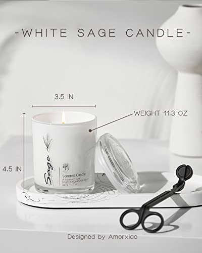 Sage Candles for Cleansing House Negative Energy, Alternative to Smudge Sticks, 22.6 OZ Sage Candles for Home Scented, Sage Smudge Candles for Meditation, Home Cleansing, Smudge Rituals, Pack of 2