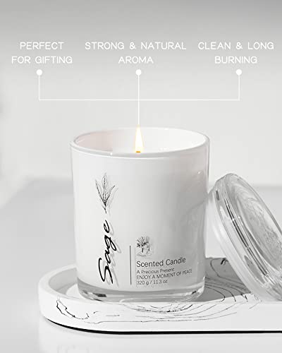 Sage Candles for Cleansing House Negative Energy, Alternative to Smudge Sticks, 22.6 OZ Sage Candles for Home Scented, Sage Smudge Candles for Meditation, Home Cleansing, Smudge Rituals, Pack of 2