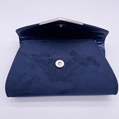 Milisente Solid Clutch Purses For Women Large Wedding Suede Purses For Ladies Evening(Navy Blue)