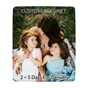 lacabin custom blanket made in usa – personalized blanket with photos text customized picture collage blanket customizable birthday gift anniversary wedding, 1photo 60″x50″