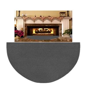 63″x37″ extra large half round fireproof fireplace mat hearth area rug – fire retardant fiberglass carpet – fire flame resistant floor covering protection pad non-slip floor protector