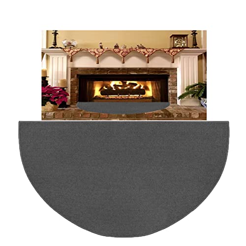 63″x37″ Extra Large Half Round Fireproof Fireplace Mat Hearth Area Rug - Fire Retardant Fiberglass Carpet - Fire Flame Resistant Floor Covering Protection Pad Non-Slip Floor Protector