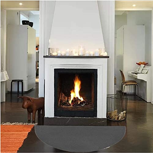 63″x37″ Extra Large Half Round Fireproof Fireplace Mat Hearth Area Rug - Fire Retardant Fiberglass Carpet - Fire Flame Resistant Floor Covering Protection Pad Non-Slip Floor Protector