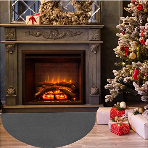 63″x37″ Extra Large Half Round Fireproof Fireplace Mat Hearth Area Rug - Fire Retardant Fiberglass Carpet - Fire Flame Resistant Floor Covering Protection Pad Non-Slip Floor Protector