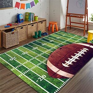 hongxiu sports field area rug, football rug, american style retro football home decor rug for living room bedroom children’s room game room kindergarten non-slip washable 3x4ft