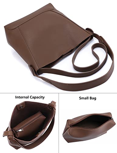 Hobo Purses and Handbags for Women Faux Leather Top Handle Shoulder Crossbody Bag Simplicity Fashion (Brown)