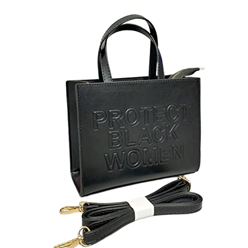 Protect Black Women Purse Vegan Leather Bag,Fashion Tote Bag for Women with Shoulder Strap & Zipper handbags（BLACK）