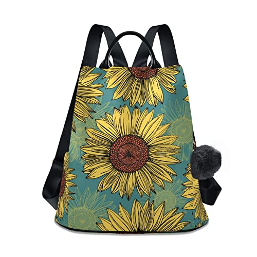 Fustylead Hand Drawn Sunflowers Women Fashion Backpack Purse Travel Ladies College Shoulder Bags