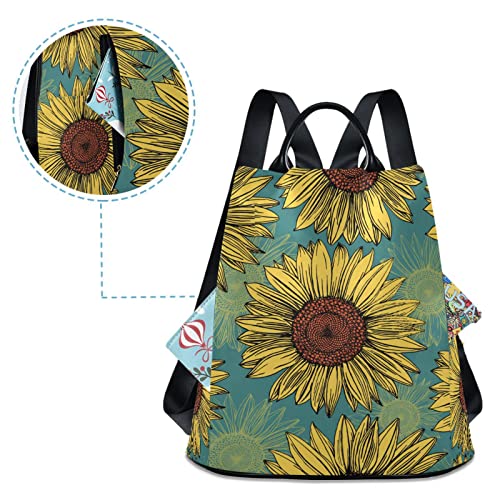 Fustylead Hand Drawn Sunflowers Women Fashion Backpack Purse Travel Ladies College Shoulder Bags