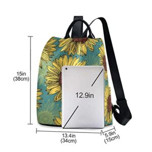 Fustylead Hand Drawn Sunflowers Women Fashion Backpack Purse Travel Ladies College Shoulder Bags